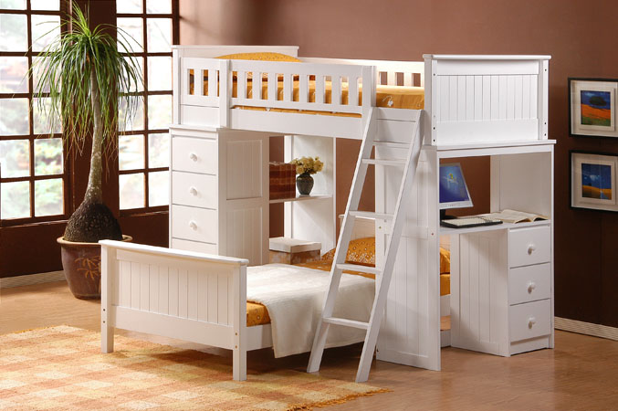 Twin Loft Bed In White For, Haynes Bunk Beds