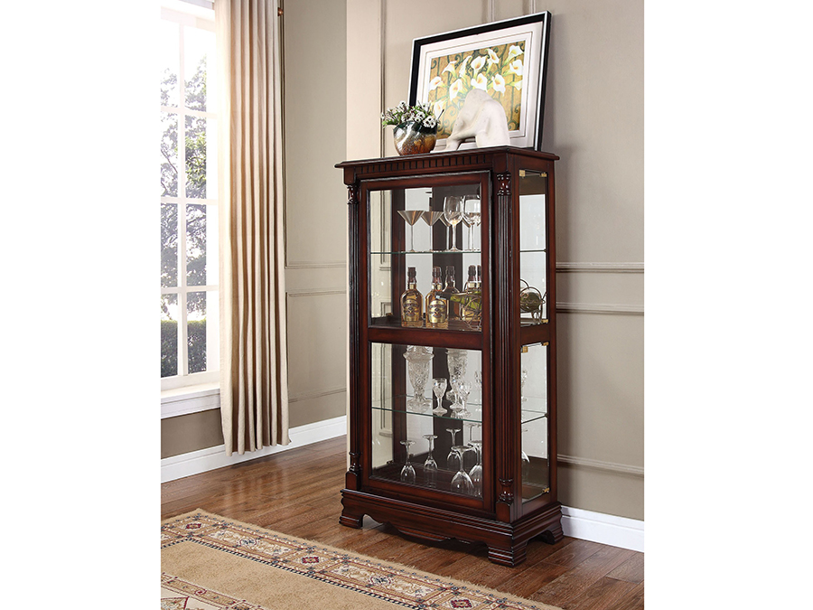 Carrie Cherry Curio Cabinet With 4 Sides Doors Shop For