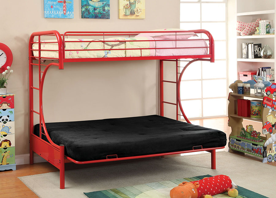 Rainbow Twin Bunk Bed With 6 Black, Bunk Bed With Futon And Mattress