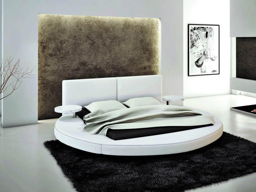 dichtbij Waarneembaar Afleiding White Bonded Leather Round Queen Bed - Shop for Affordable Home Furniture,  Decor, Outdoors and more