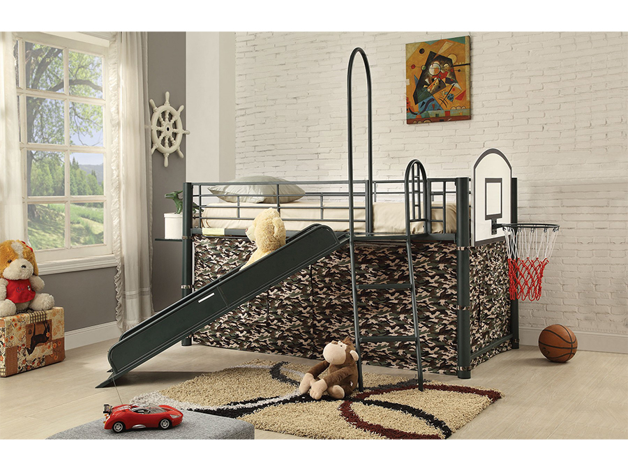 metal loft bed with slide