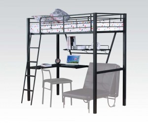 Senon Silver And Black Metal Twin Loft Bed With Desk Shop For
