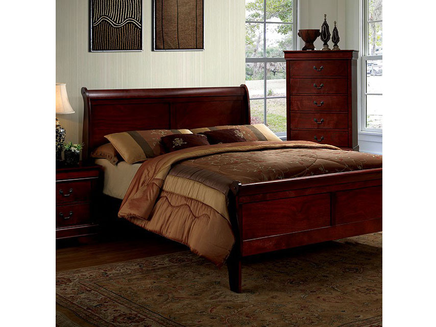 Cherry Cal King Sleigh Bed, Louis Philippe Cherry King Sleigh Bed