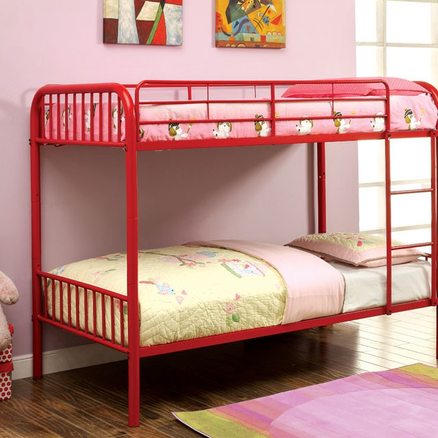 Rainbow Red Kids Twin Over Bunk, Bunk Beds Red