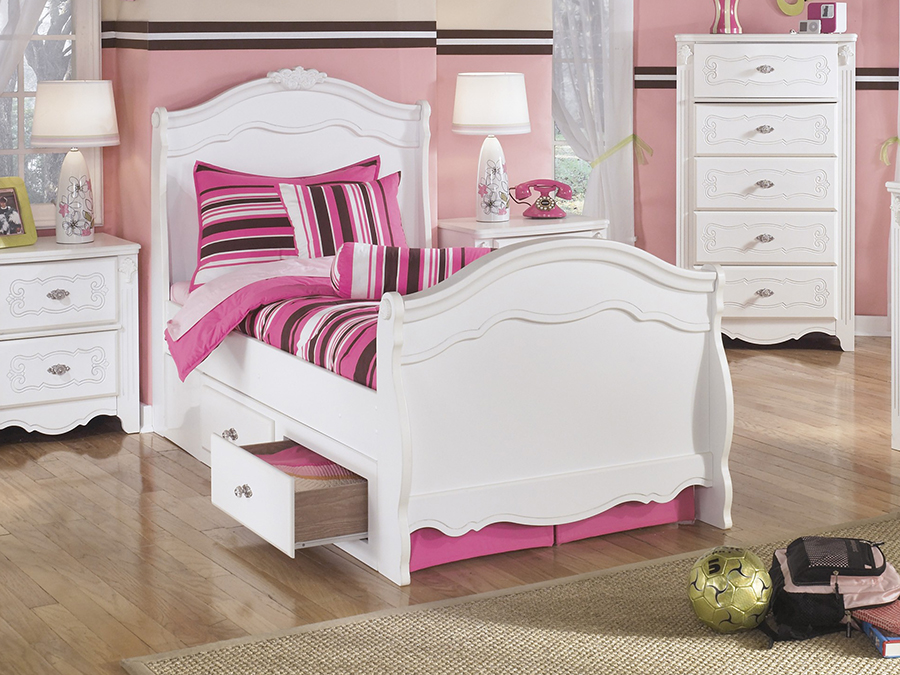 Exquisite White Twin Sleigh Bed with Under Bed Storage - Shop for