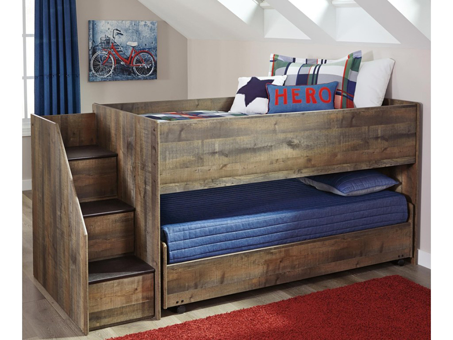 twin loft bed with storage steps