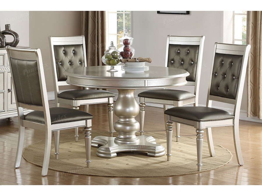 silver round dining room set