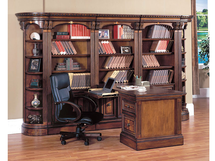 Huntington Library Bookcase Wall With Dual Peninsula Desk Shop