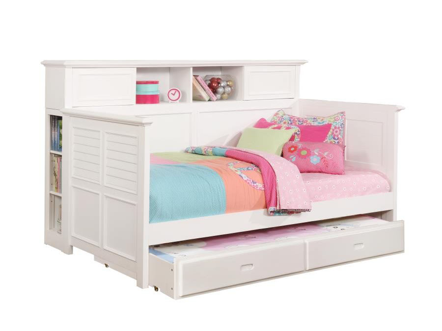 White Daybed With Trundle And Bookcase, Bookcase Daybed With 3 Drawers And Trundle
