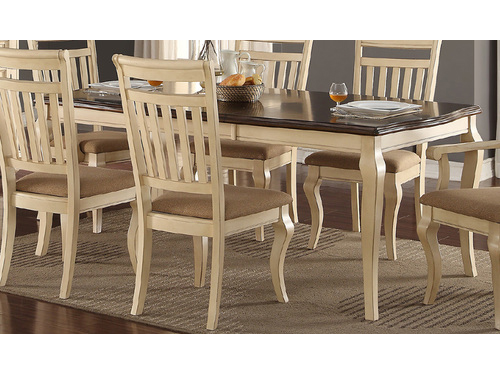 Wood Formal Dining Table In Cream, Cream Dining Room Set