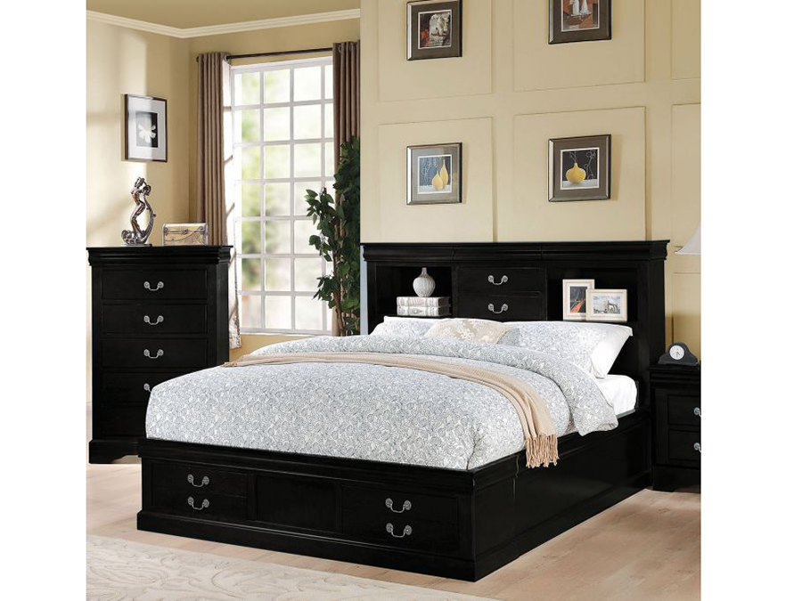 Louis Philippe III E.King Storage Bed in Black - Shop for