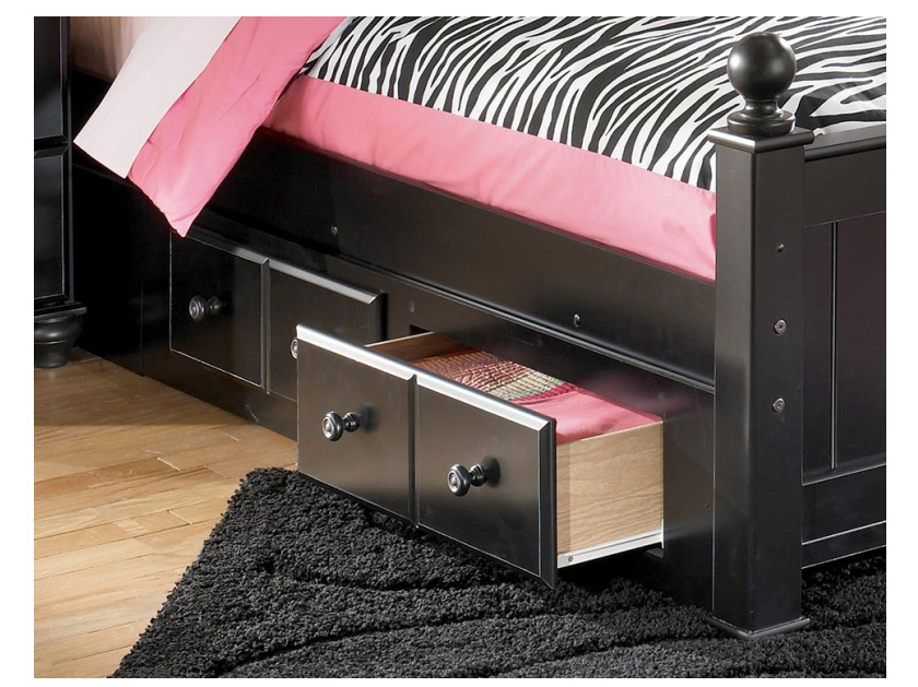 Jaidyn Black Full Poster Bed With Under, Jaidyn Full Bookcase Bed