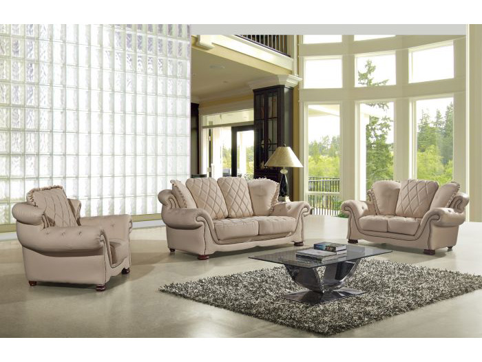 3Pcs Cream Faux Leather Sofa Set Shop For Affordable Home