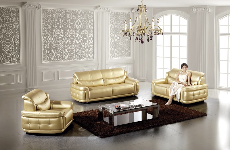 white and gold leather sofa