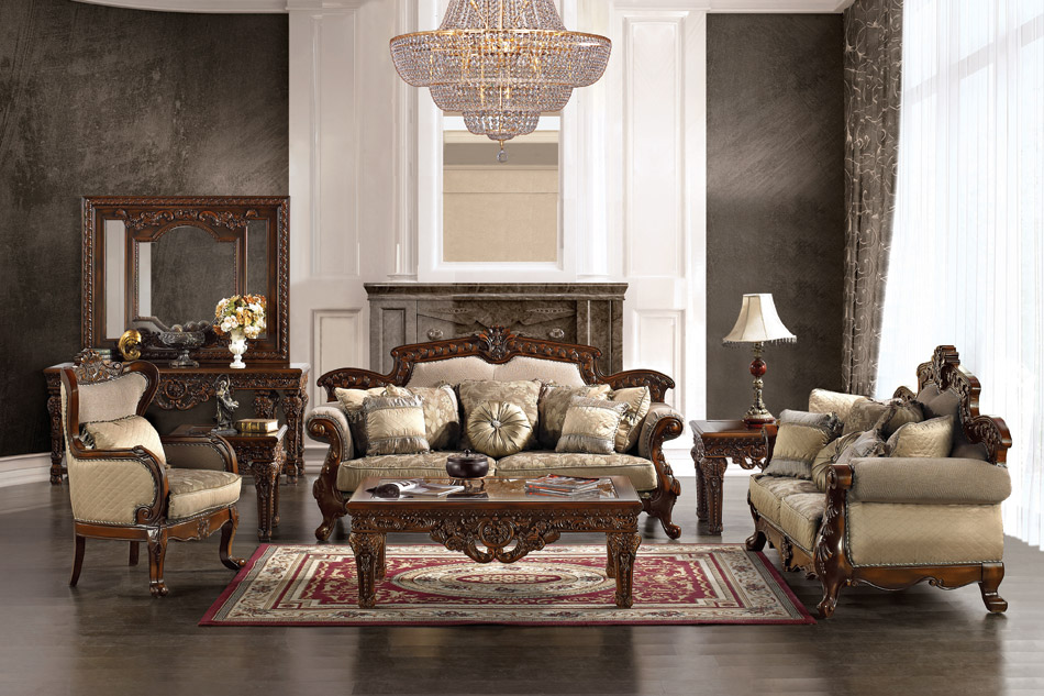 Traditional Victorian Luxury Sofa & Love Seat Formal Living Room Furniture Set 