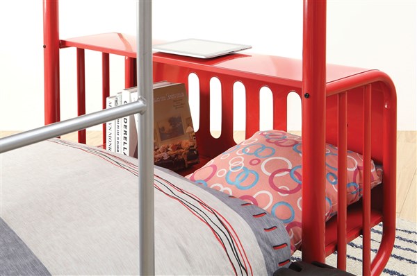 Red Metal Twin Over Bunk Bed, Red Metal Bunk Bed Frame