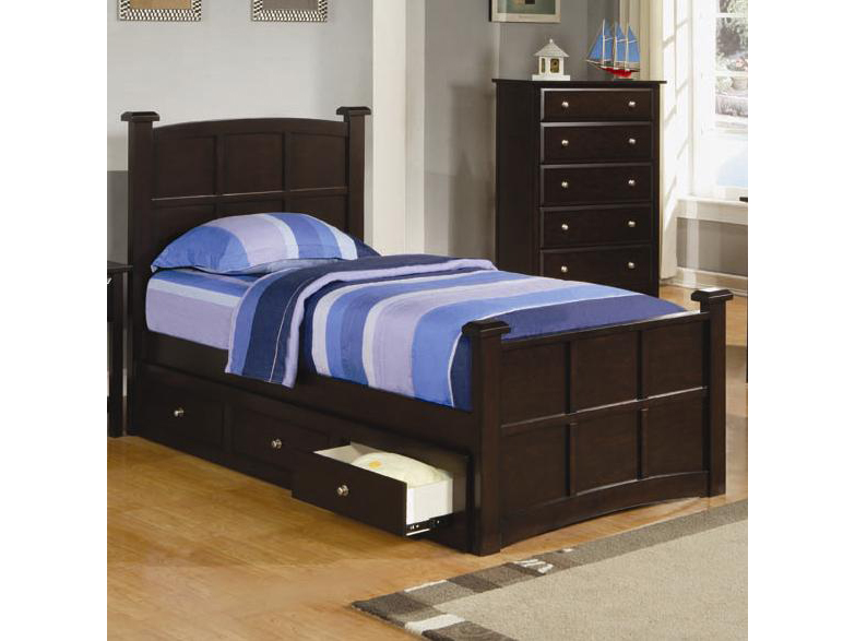 Twin Bed In Dark Brown Cappuccino W, Affordable Twin Beds With Storage