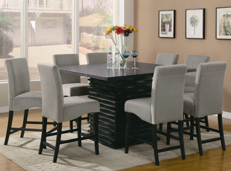 Black Counter Height Table Gray Chair, Counter Height Dining Room Table And Chair Set