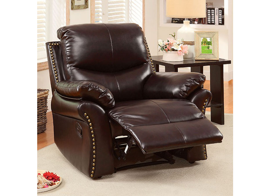 Dudhope Rustic Dark Brown Bonded, Dark Brown Leather Couch Recliner Chair