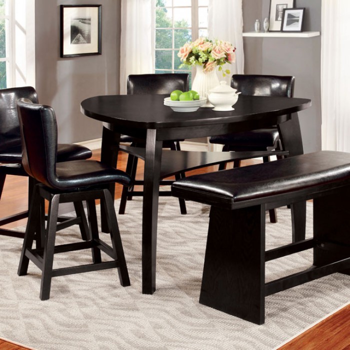 Hurley Black Triangular Counter Height, Triangle Dining Table Set