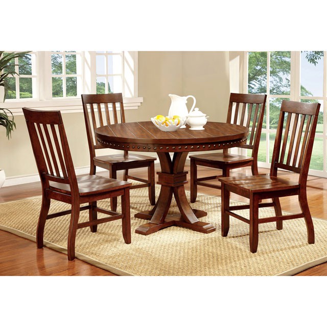 Foster I Transitional Dark Oak Round, Dark Oak Round Dining Table And Chairs