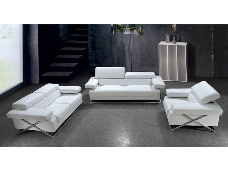 White Leather Sofa Set For, Elegant Leather Sofa Set
