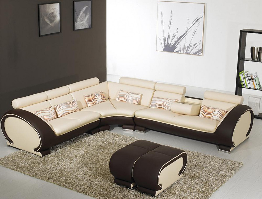 Beige And Brown Leather Sectional Sofa, High Quality Leather Sectionals