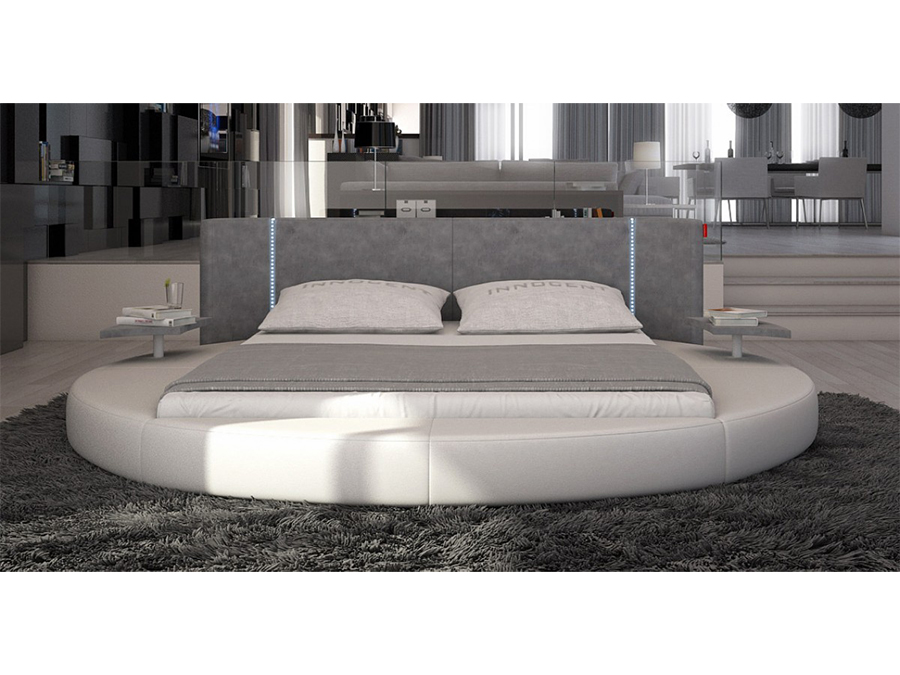 Eco Leather Cal King Bed W Led Lights, Cal King Leather Bed Frame