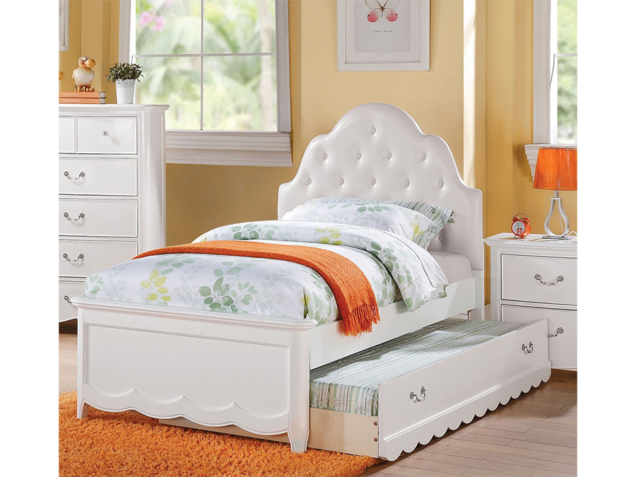 Cecilie Pink Headboard White Twin Bed, White Twin Bed With Drawers And Headboard