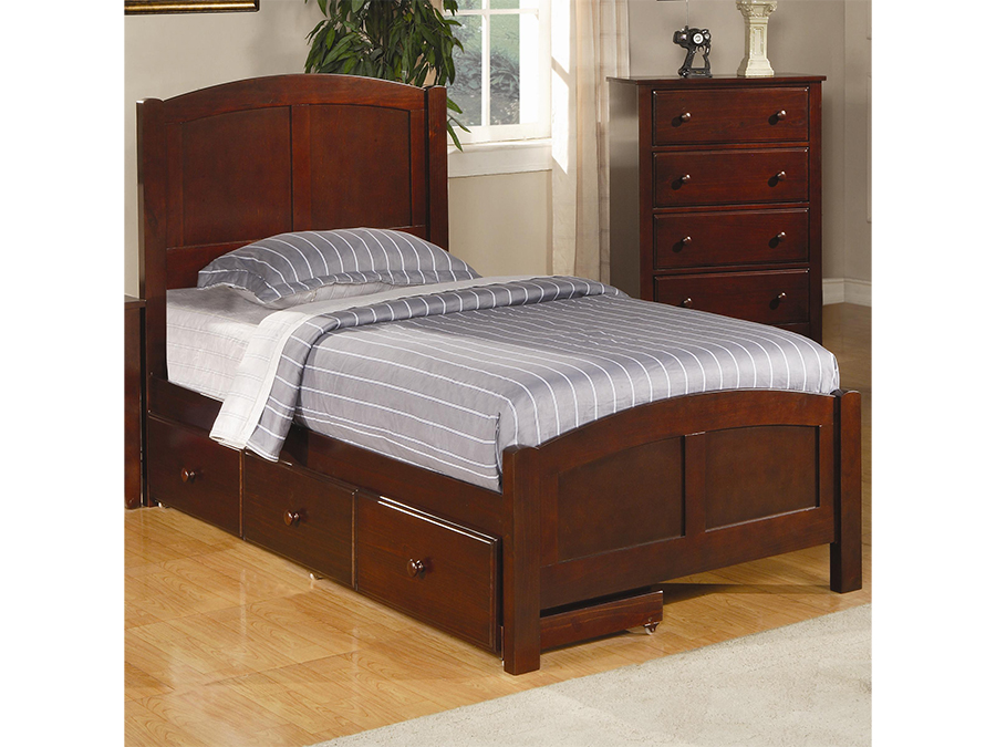 Twin Bed With Trundle In Chestnut, Pine Twin Bed With Trundle