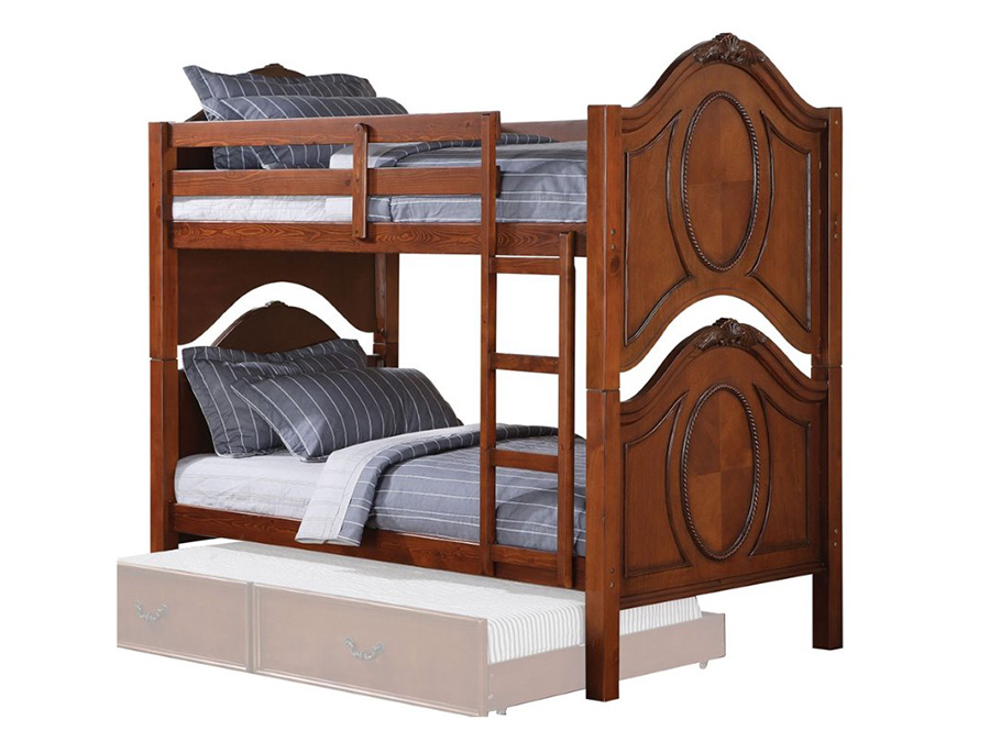 Classique Cherry Twin Bunk Bed, Cherry Wood Twin Bunk Bed