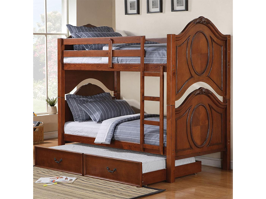 Classique Cherry Twin Bunk Bed, Cherry Bunk Beds Twin Over