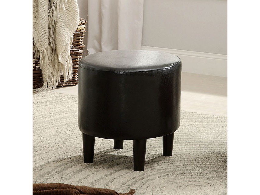 Nola Black Vinyl Round Ottoman Foot Stool - Shop for Affordable Home ...