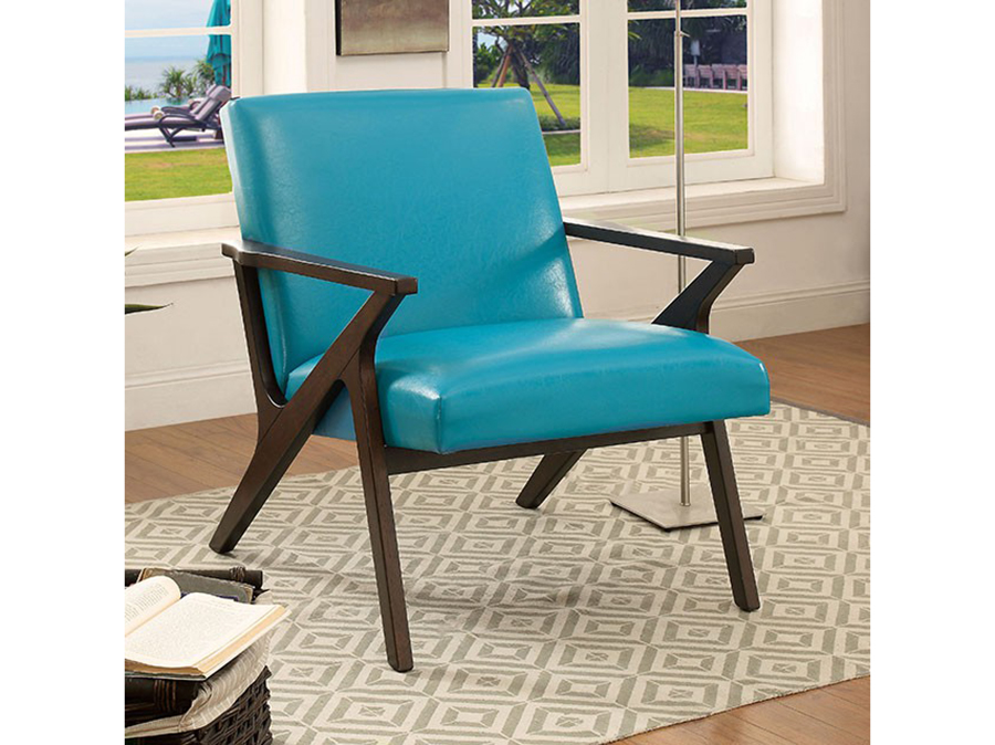 Margaux Contemporary Blue Leatherette Accent Chair - Shop for
