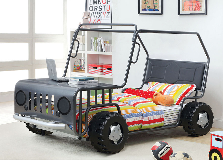 Trekker Contemporary Metal Twin Bed, Jeep Bed Frame