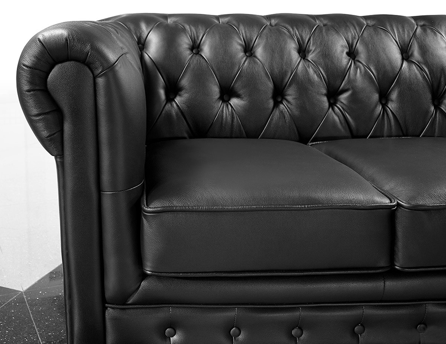 3 Black Half Leather Sofa Set, Leather Sofa And Chair A Half Set