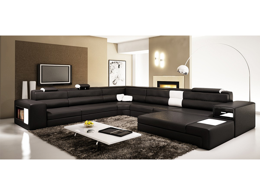 Black Bonded Leather Sectional Sofa, Black Bonded Leather Couch