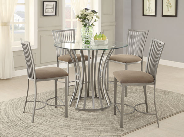 Sodus 5pcs Round Metal Counter Height, Glass Dining Table Set Counter Height
