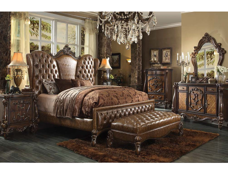 Versailles Cal King Sleigh Bed In Light, Versailles King Sleigh Bed