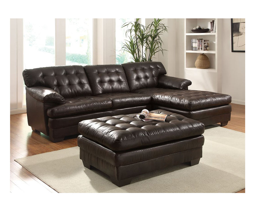 2pcs Nigel Dark Brown Leather Sectional, Dark Brown Leather Couches