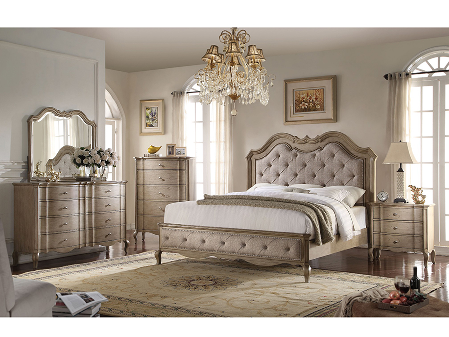 Chelmsford E King Fabric Bed In Beige, Fabric Bed Set King