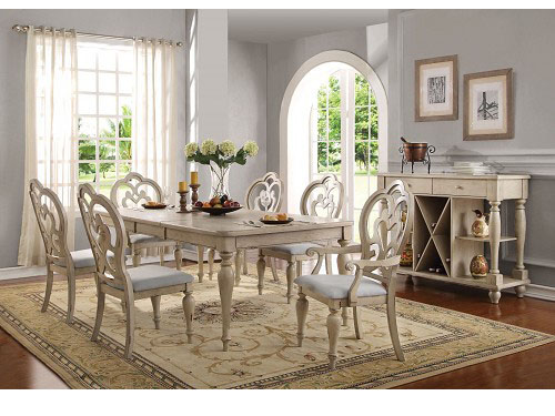 Abelin Antique White Dining Table Set