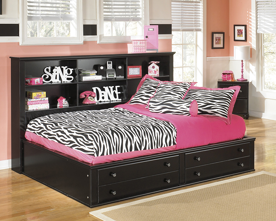 Jaidyn Black Twin Bookcase Bed, Twin Bookcase Bed