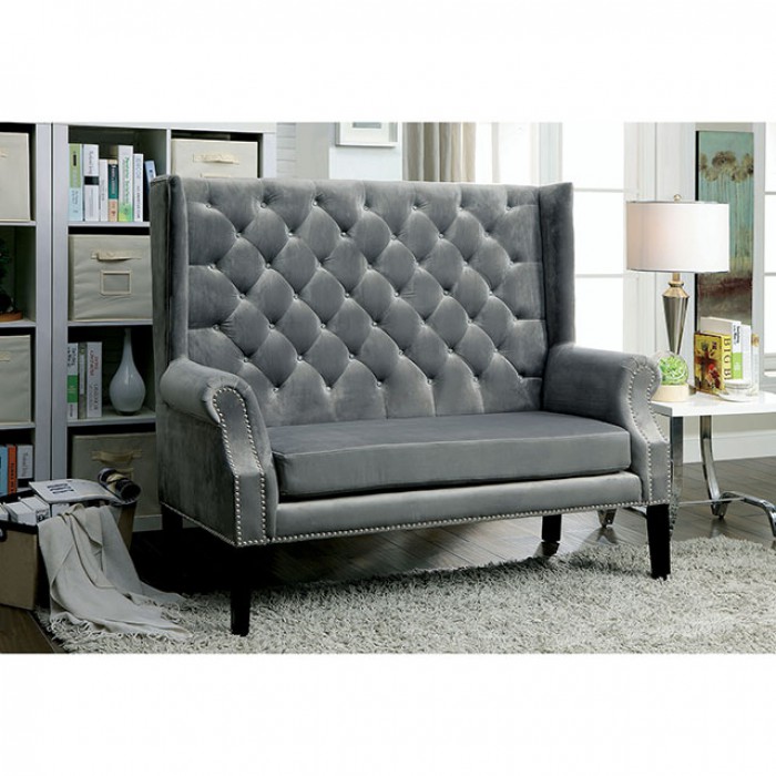 Shayla Gray Love Seat Bench For