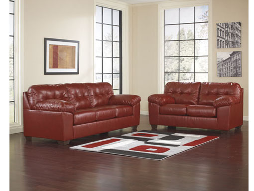 Alliston Durablend Salsa Sofa Set, Durablend Leather Couch Cushions