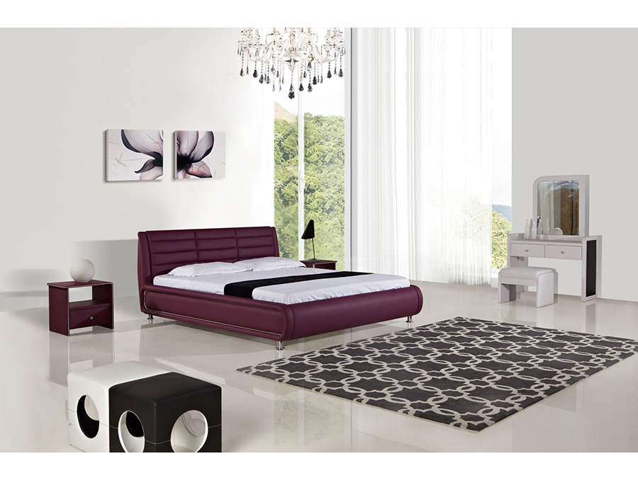 Modern Purple E King Platform Bed, Purple King Bed Frame
