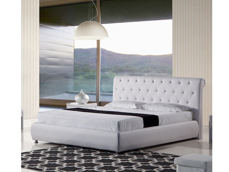 Modern White E King Platform Bed, Modern White King Bed Frame