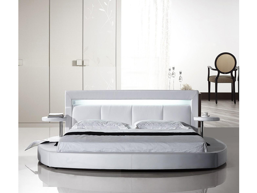 Modern White E King Platform Bed, Modern White Bed Frame