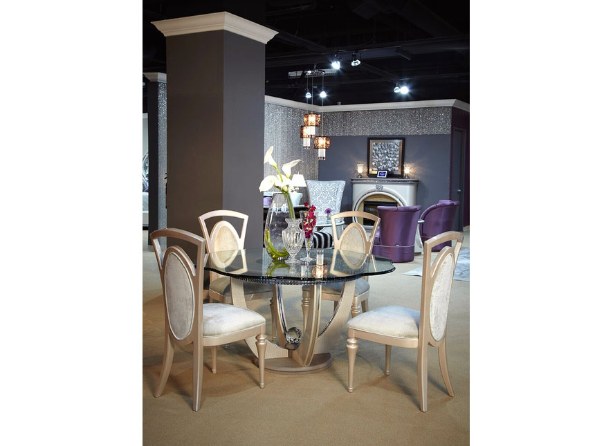 Cristal Beige 60 Round Glass Dining, 60 Round Glass Pedestal Dining Table