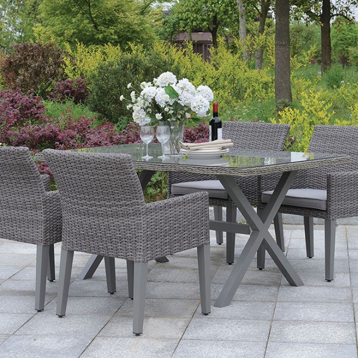 Chamberlain Gray Patio Dining Table, Patio Dining Table Centerpiece